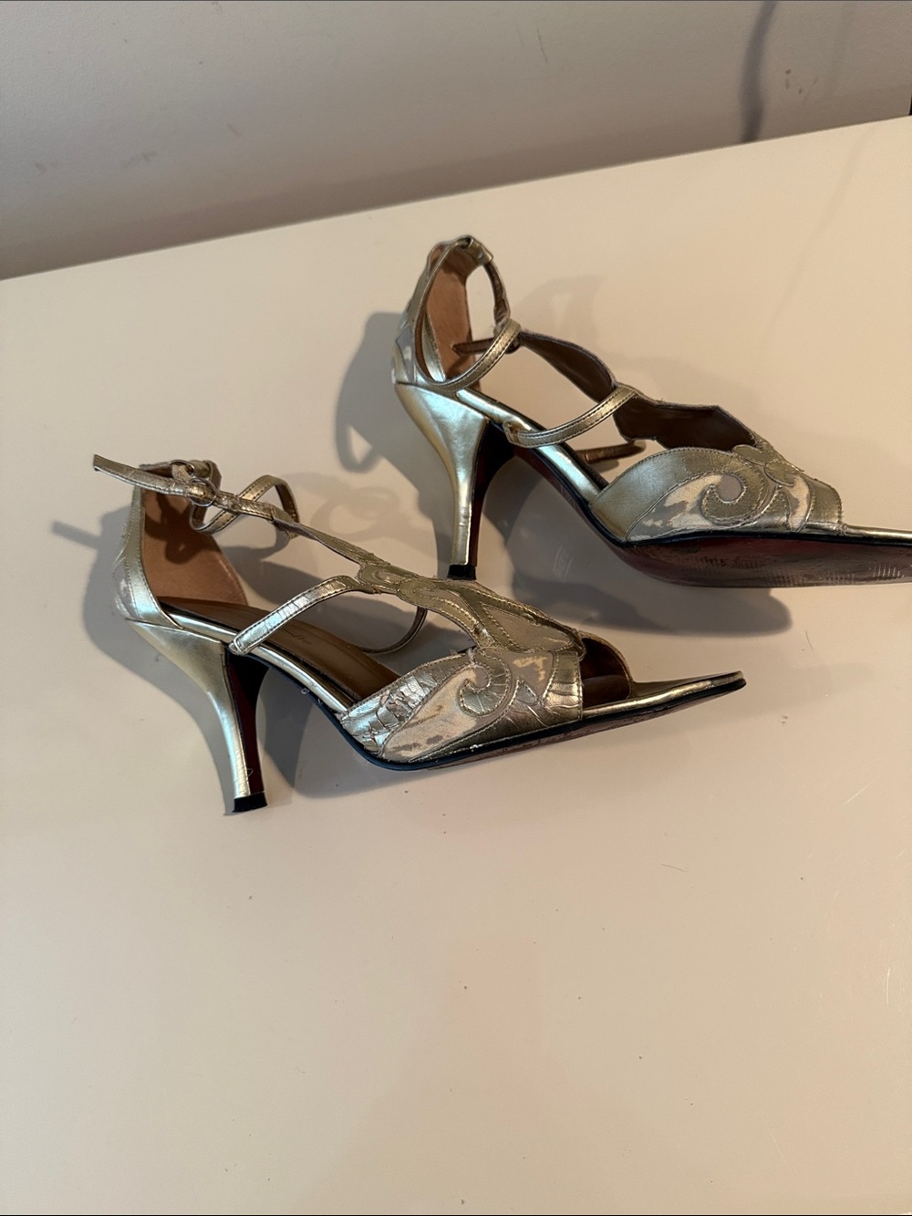 Bellini Metallic Gold Decorative Strappy Heels